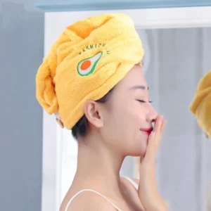 Yellow । Microfiber Hair Drying Towel Shower Cap